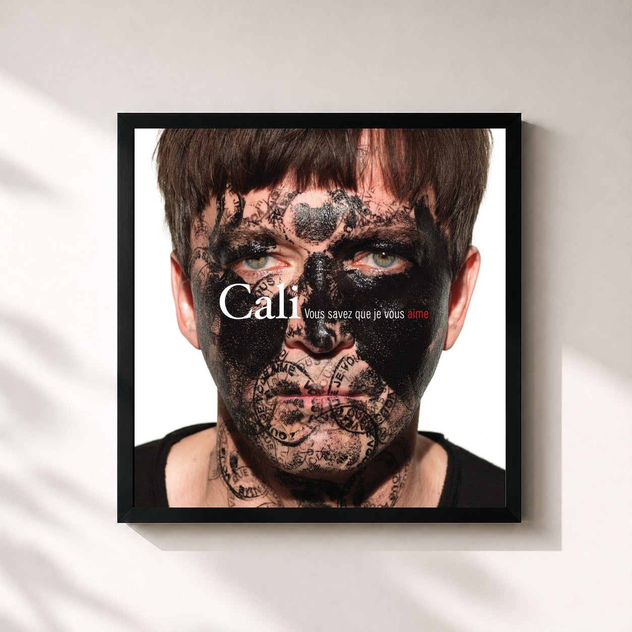 #noir Tableau carré de l'album Vous savez que je vous aime de Cali, cadre noir 32x32 cm