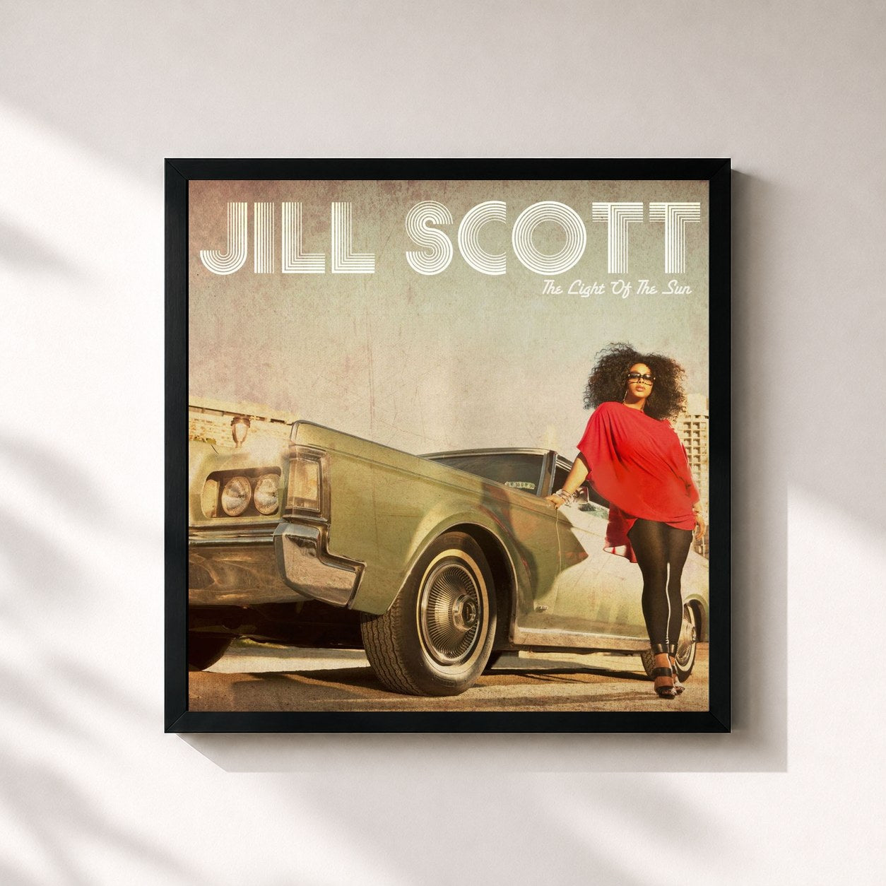 #noir Tableau carré de l'album The Light of the Sun de Jill Scott, cadre noir 32x32 cm