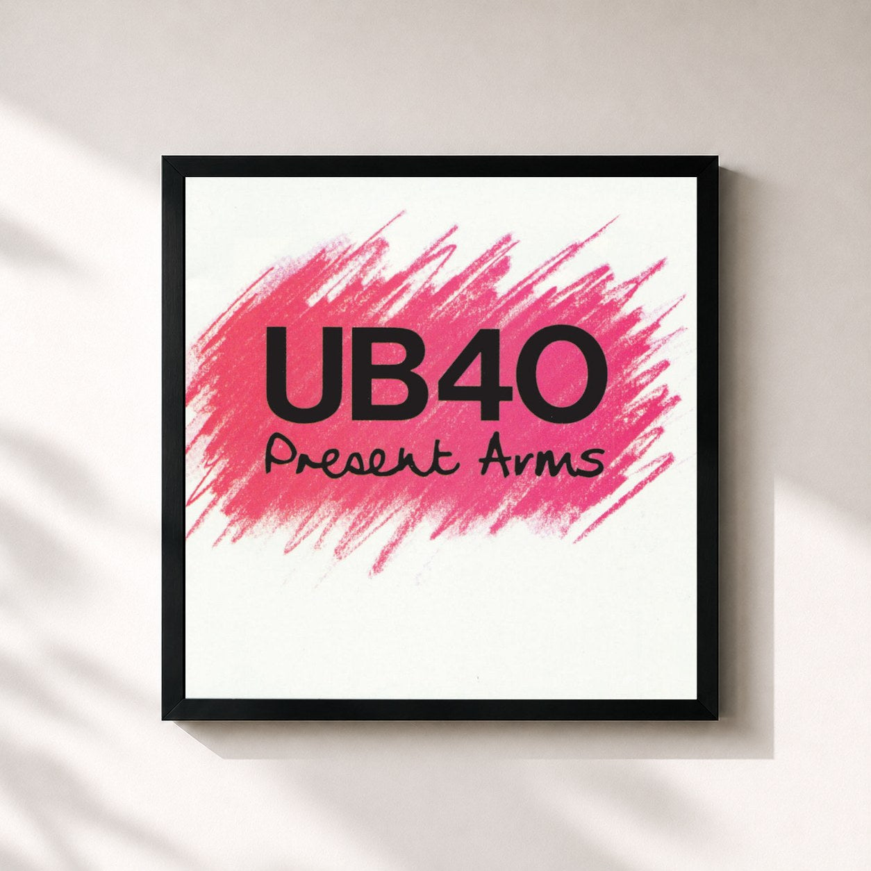 #noir Tableau carré de l'album Present Arms de UB40, cadre noir 32x32 cm
