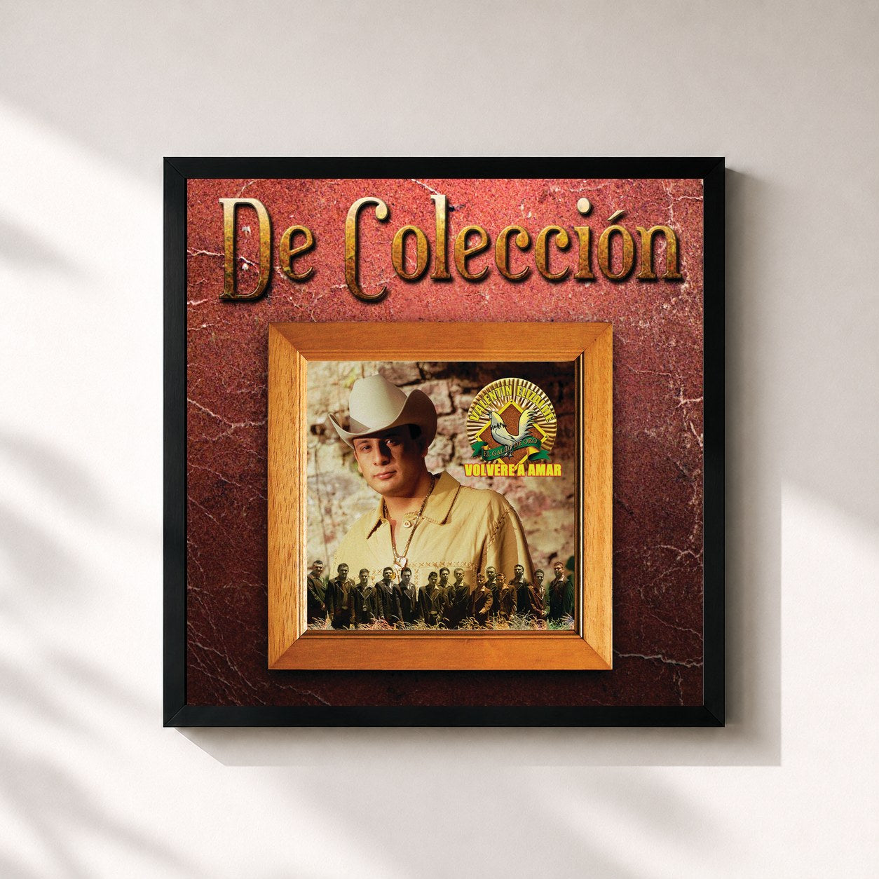 #noir Tableau carré de l'album Volveré A Amar (De Colección) de Valentin Elizalde, cadre noir 32x32 cm
