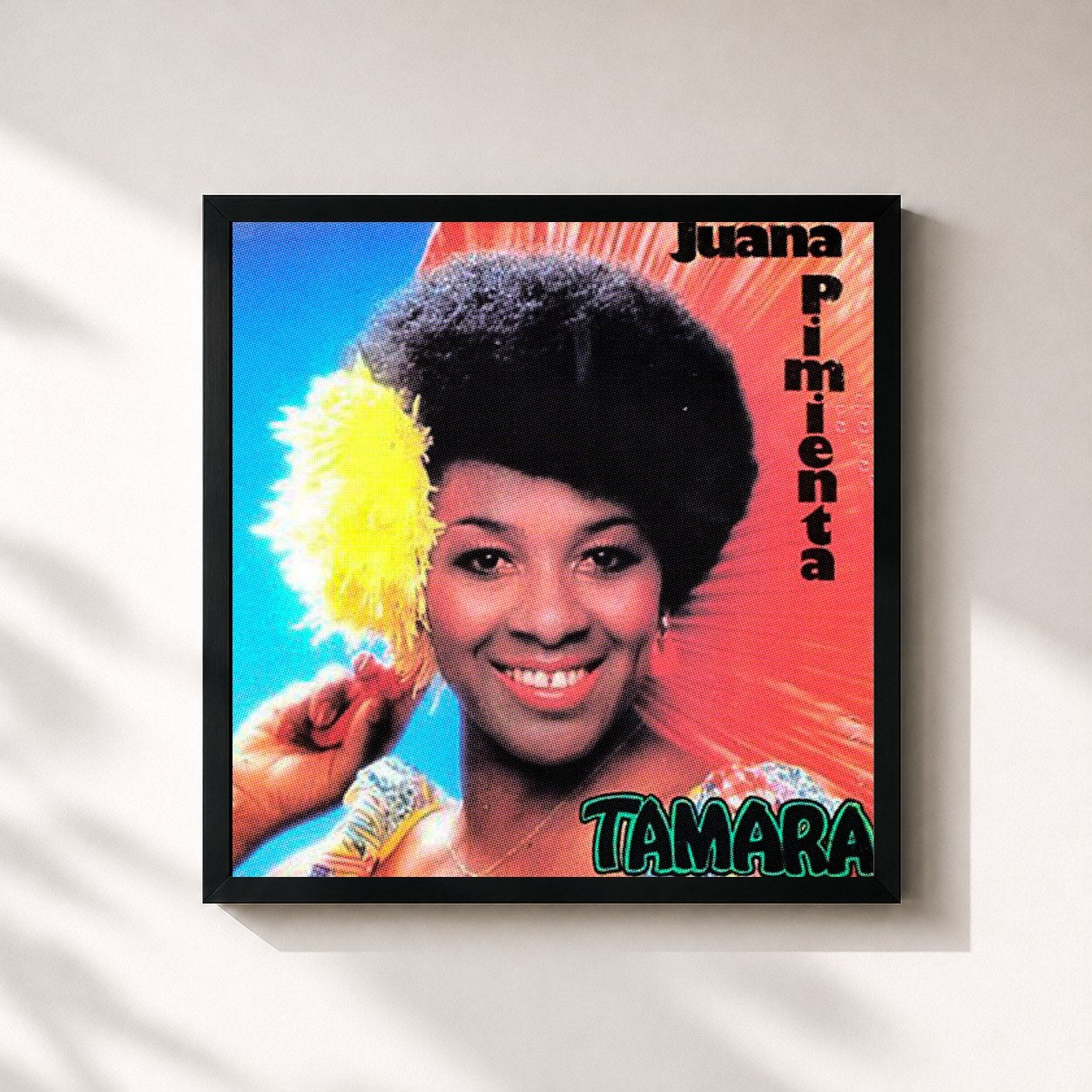 #noir Tableau carré de l'album Juana Pimienta de Tamara, cadre noir 32x32 cm