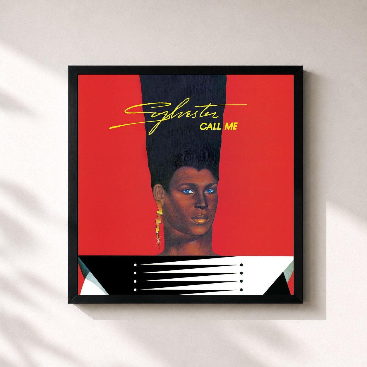 #noir Tableau carré de l'album Call Me de Sylvester, cadre noir 32x32 cm