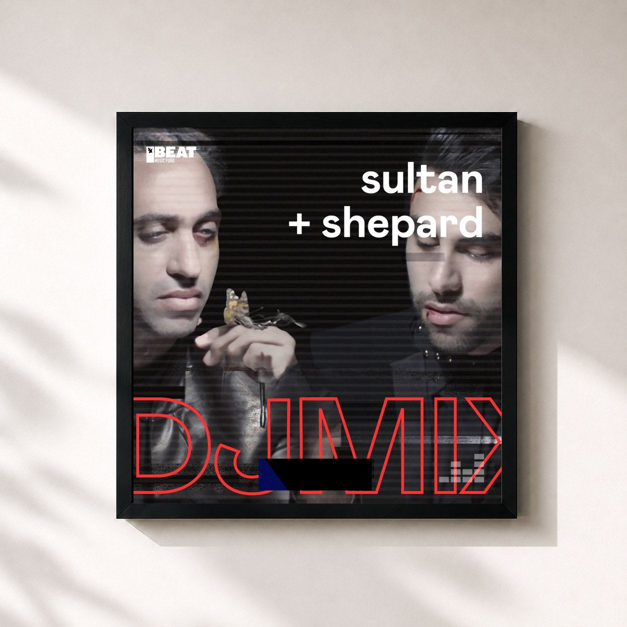 #noir Tableau carré de l'album Echoes Of Life DJ Mix de Sultan + Shepard, cadre noir 32x32 cm