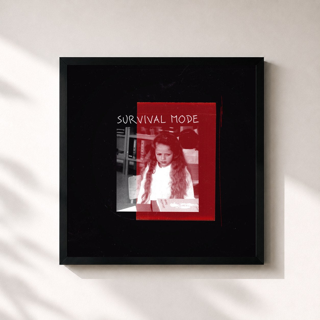 #noir Tableau carré de l'album Survival Mode de badmómzjay, cadre noir 32x32 cm