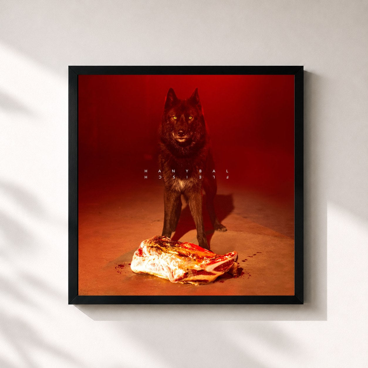 #noir Tableau carré de l'album FLEISCH de Hanybal, cadre noir 32x32 cm