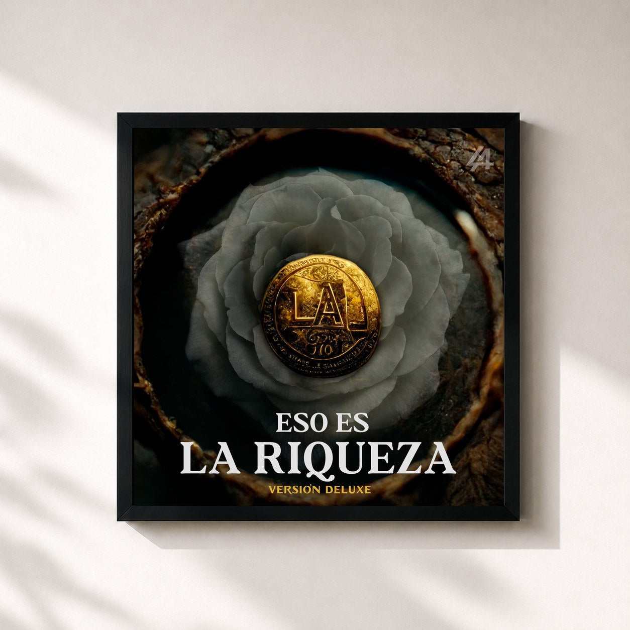 #noir Tableau carré de l'album Eso Es La Riqueza (Versión Deluxe) de La Adictiva, cadre noir 32x32 cm