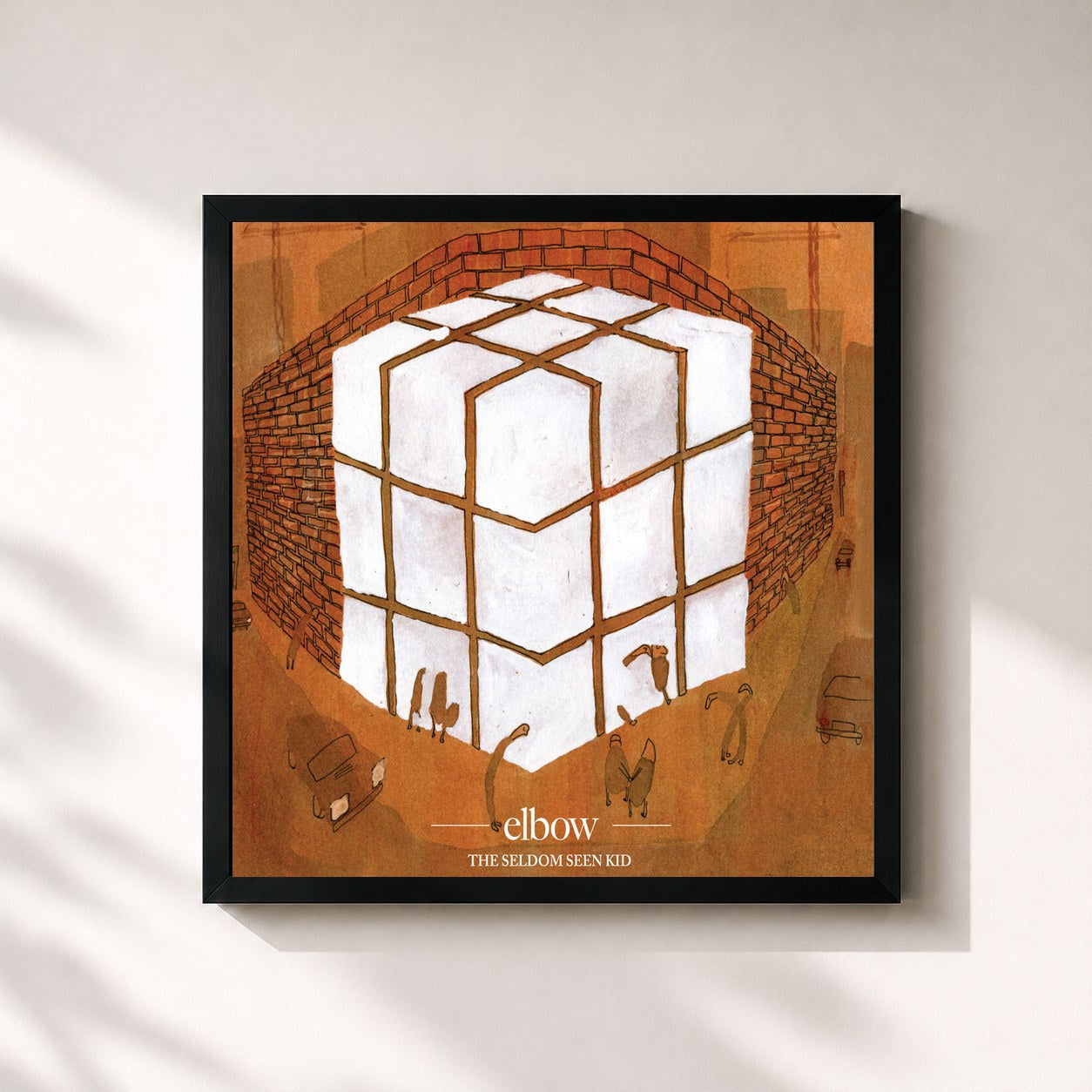 #noir Tableau carré de l'album The Seldom Seen Kid de Elbow, cadre noir 32x32 cm