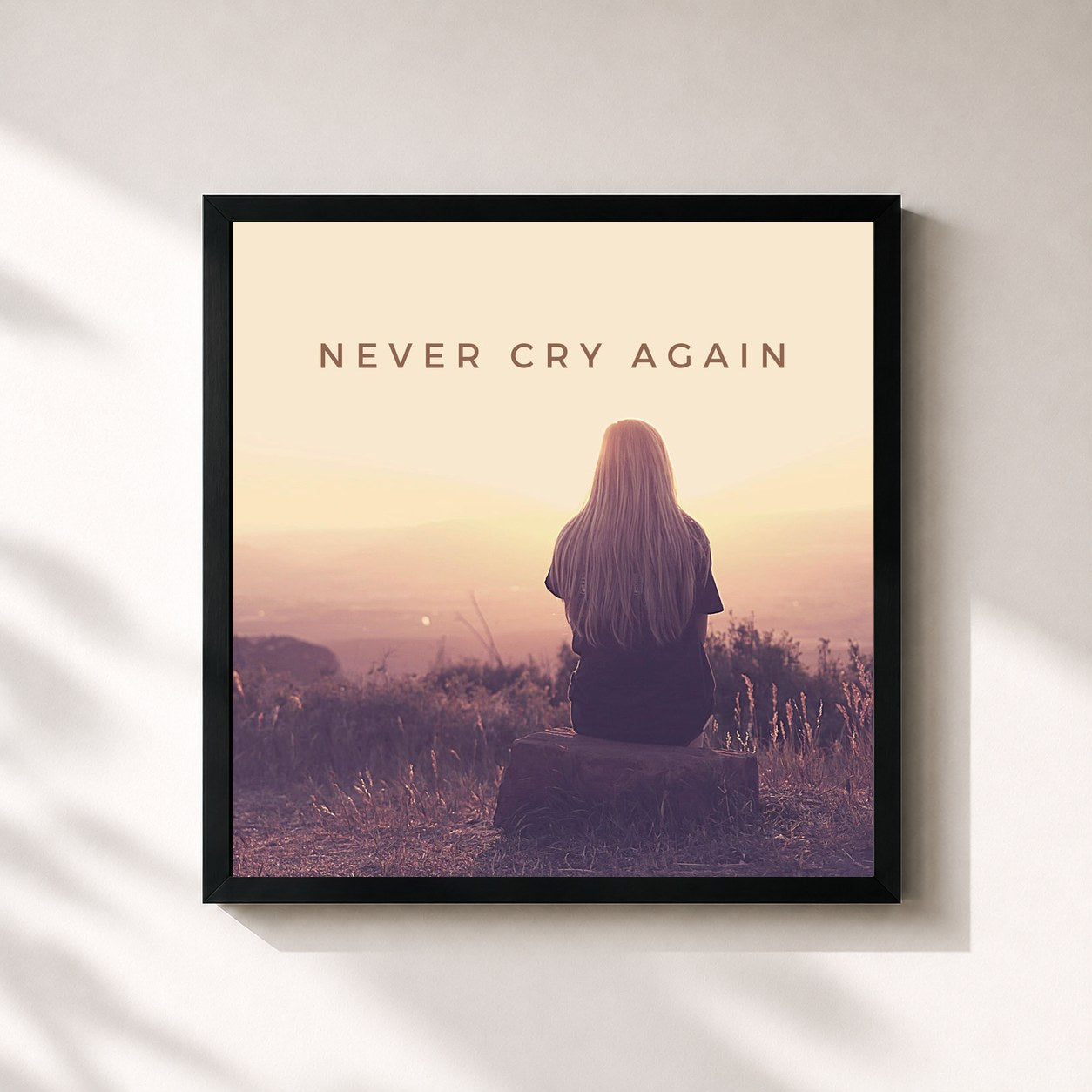 #noir Tableau carré de l'album Never Cry Again (Remixes) de Dash Berlin, cadre noir 32x32 cm
