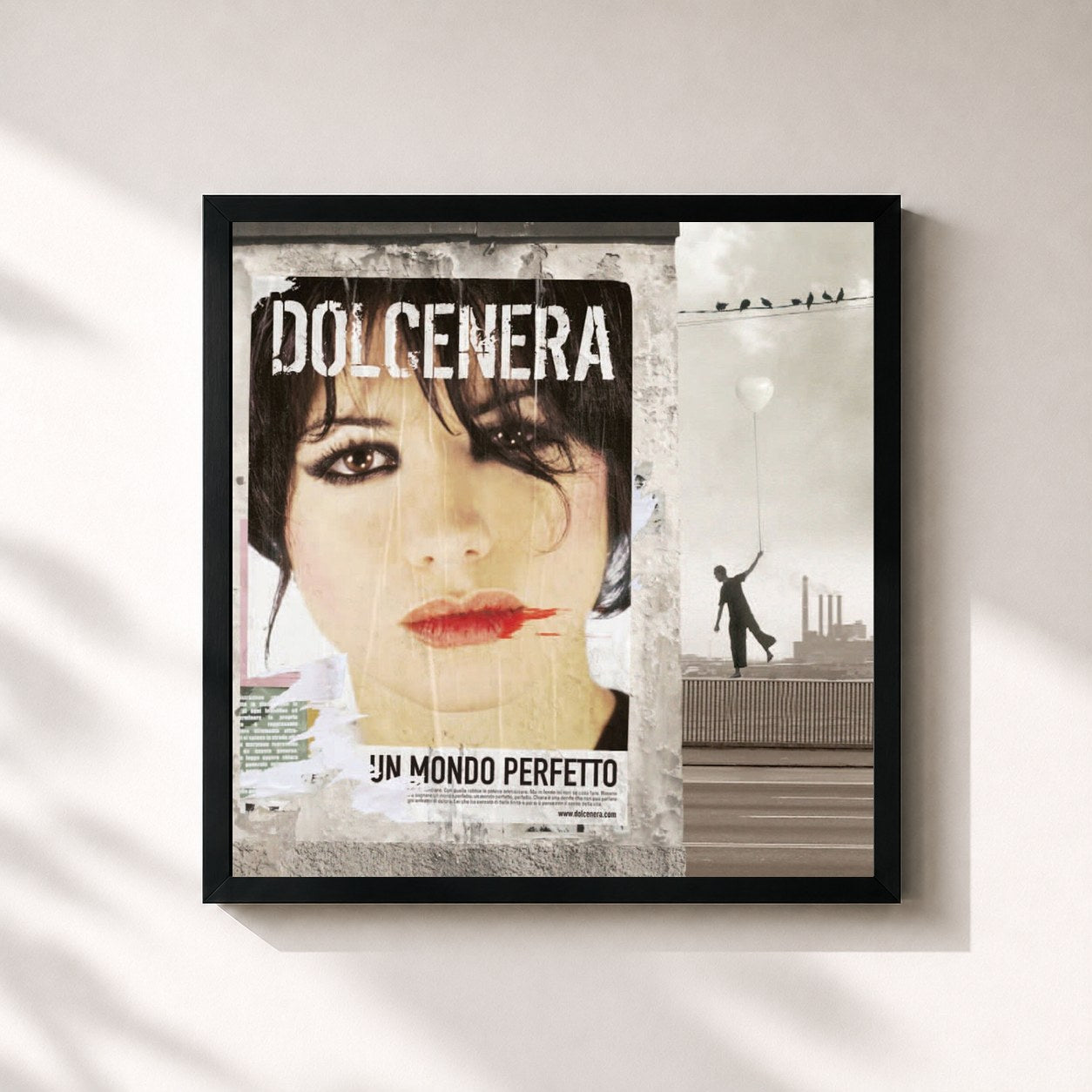 #noir Tableau carré de l'album Un Mondo Perfetto de Dolcenera, cadre noir 32x32 cm