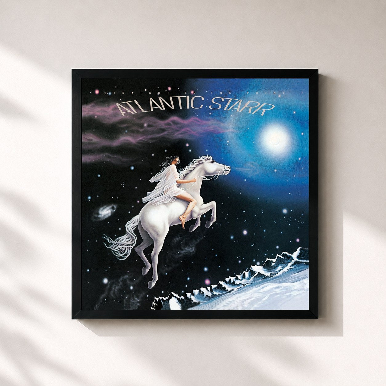#noir Tableau carré de l'album Straight To The Point de Atlantic Starr, cadre noir 32x32 cm