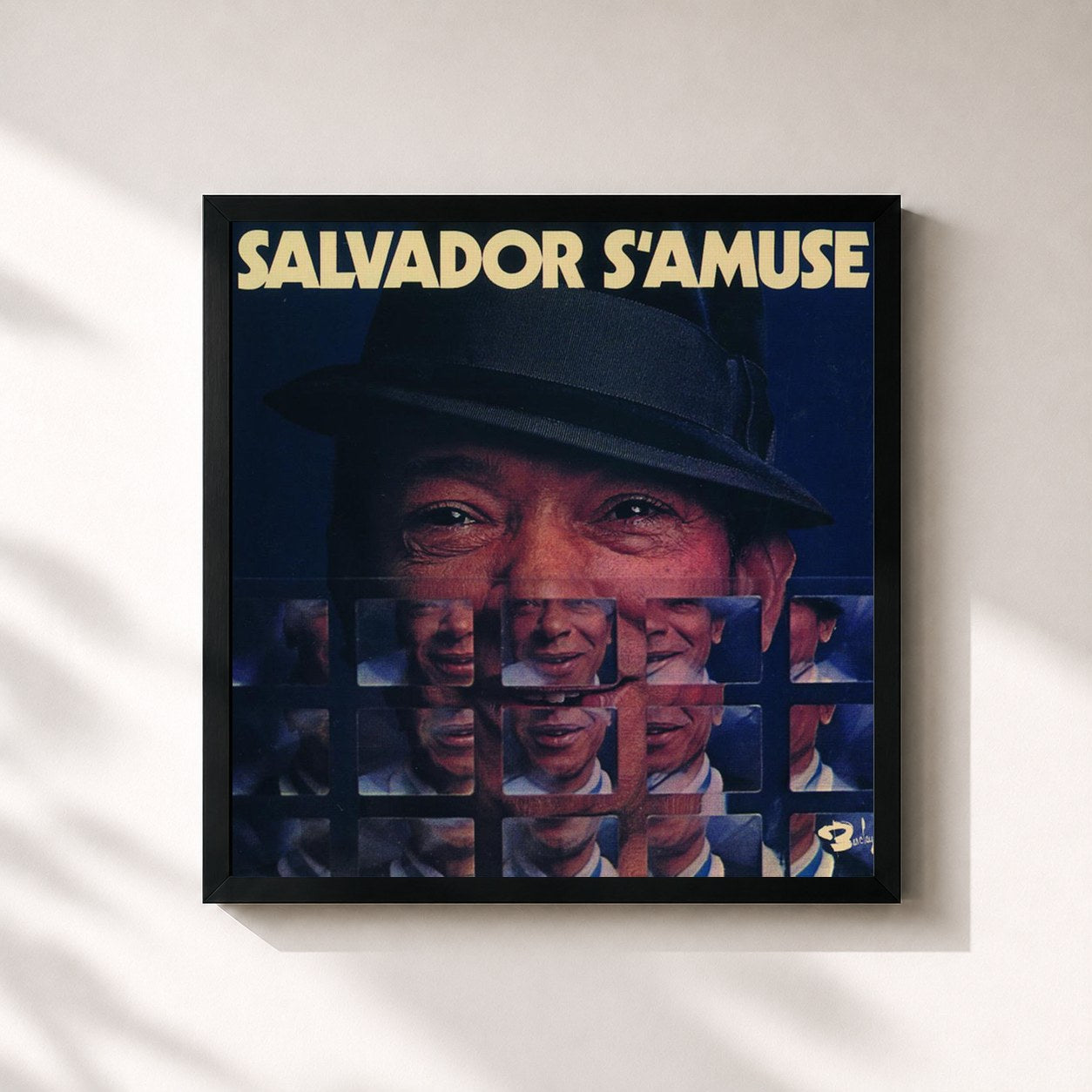 #noir Tableau carré de l'album Salvador S'Amuse de Henri Salvador, cadre noir 32x32 cm