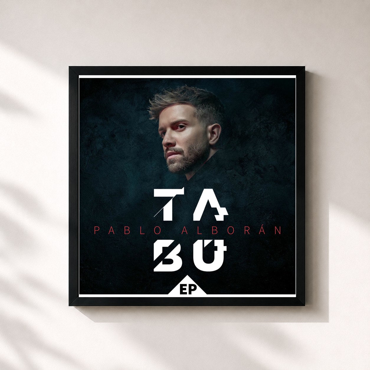 #noir Tableau carré de l'album Tabú EP de Pablo Alborán, cadre noir 32x32 cm