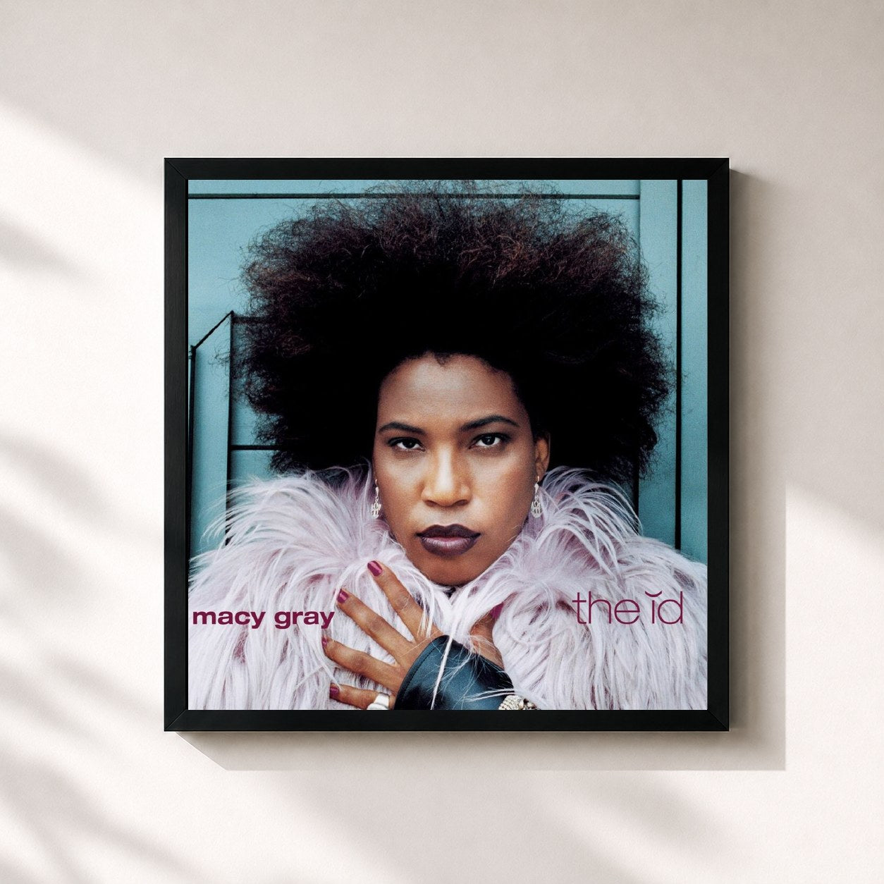 #noir Tableau carré de l'album the id de Macy Gray, cadre noir 32x32 cm