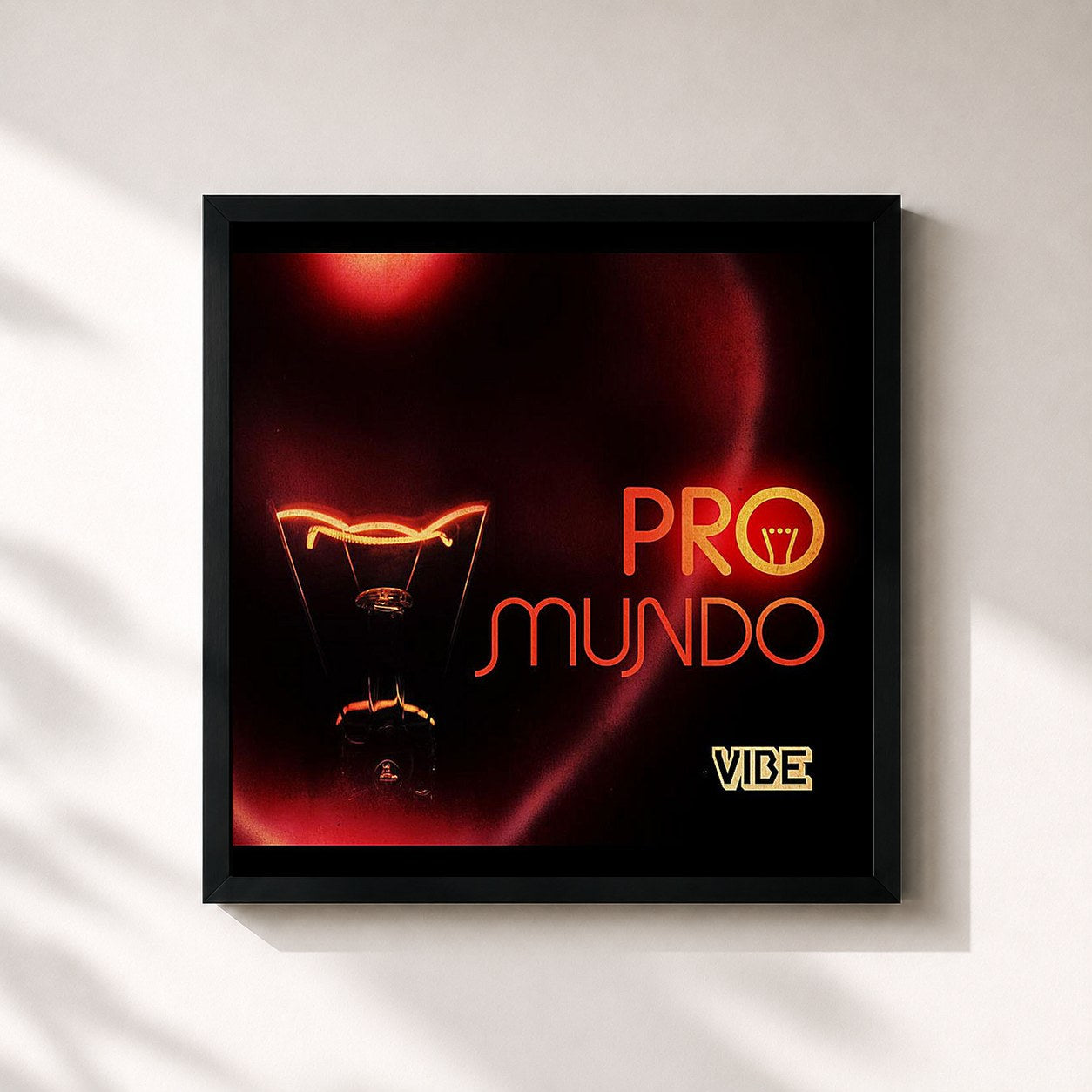 #noir Tableau carré de l'album Pro Mundo de Vibe, cadre noir 32x32 cm