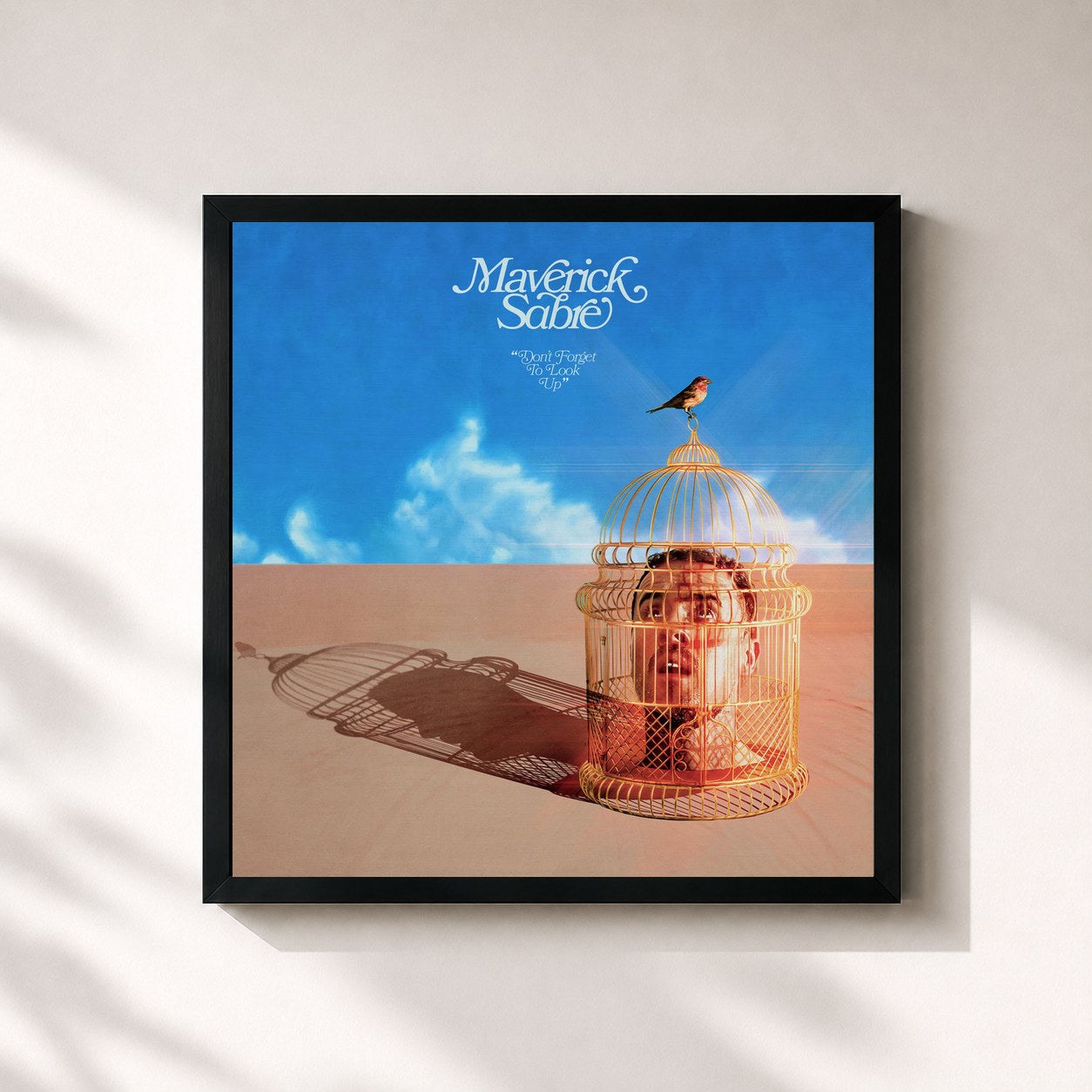 #noir Tableau carré de l'album Don't Forget to Look Up de Maverick Sabre, cadre noir 32x32 cm