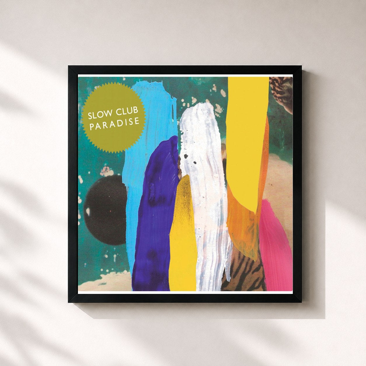 #noir Tableau carré de l'album Paradise de Slow Club, cadre noir 32x32 cm