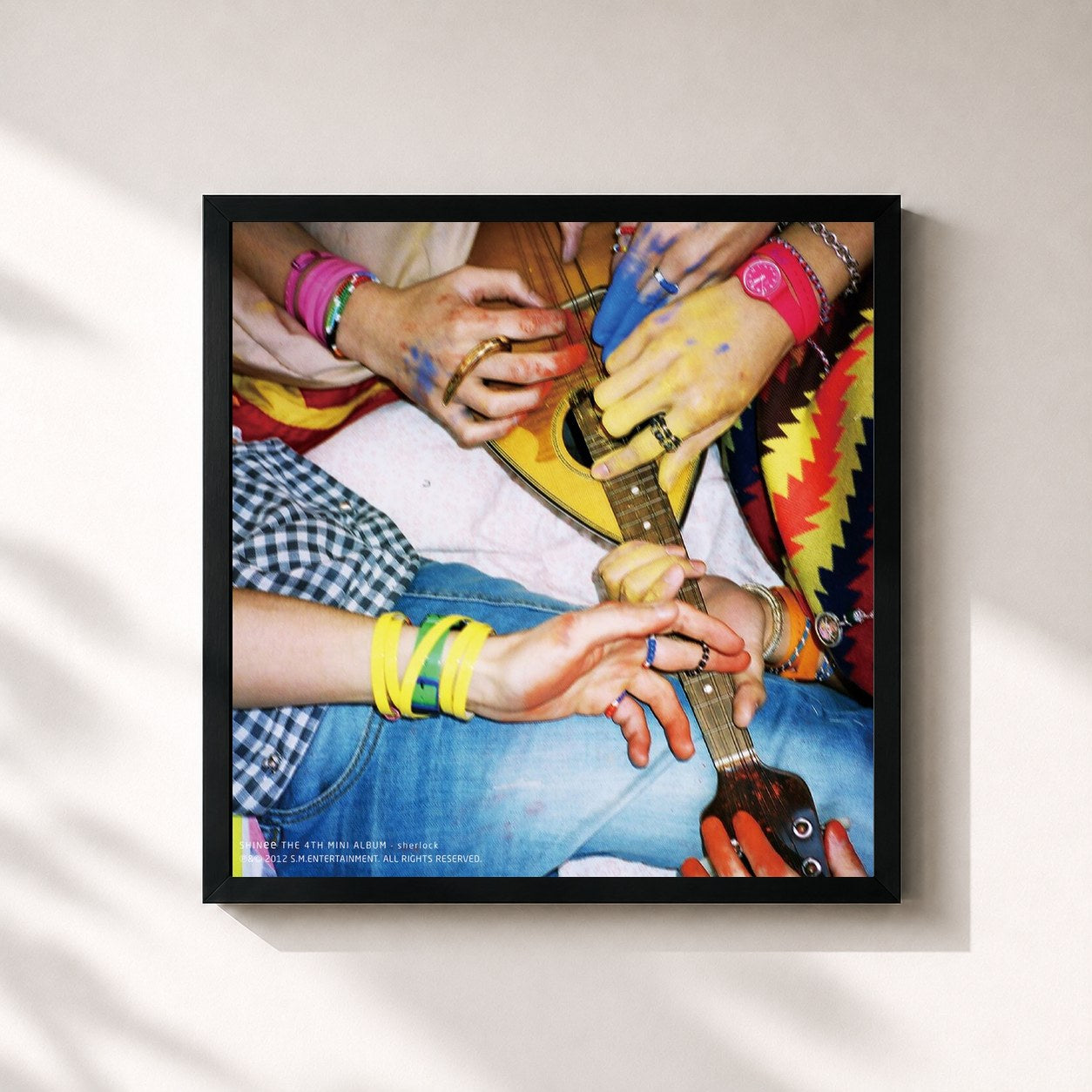 #noir Tableau carré de l'album Sherlock - The 4th Mini Album de SHINee, cadre noir 32x32 cm