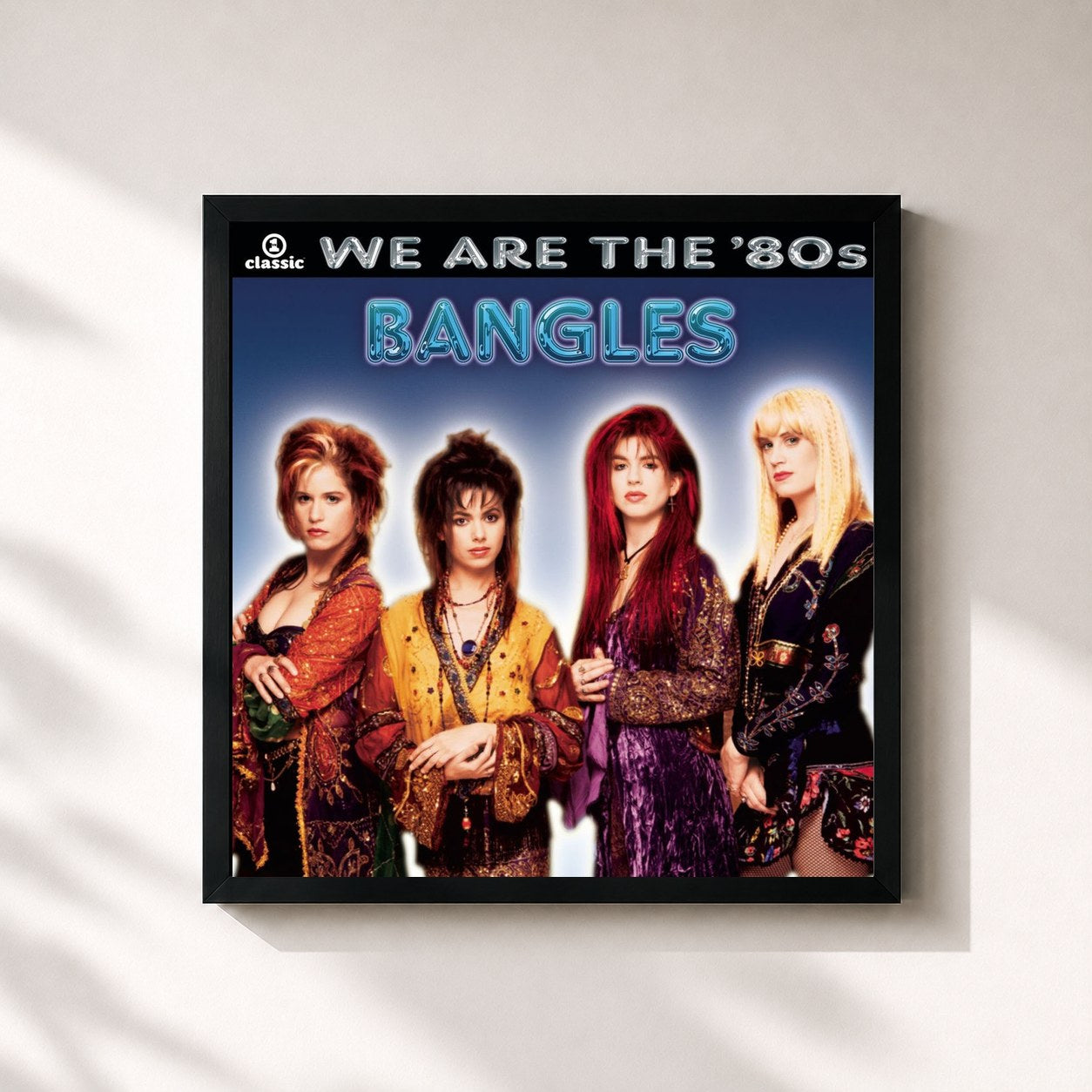 #noir Tableau carré de l'album We Are The '80s de The Bangles, cadre noir 32x32 cm