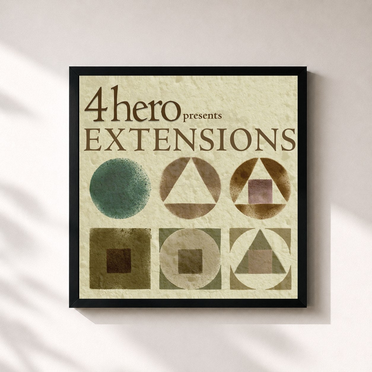 #noir Tableau carré de l'album 4hero presents EXTENSIONS de 4hero, cadre noir 32x32 cm