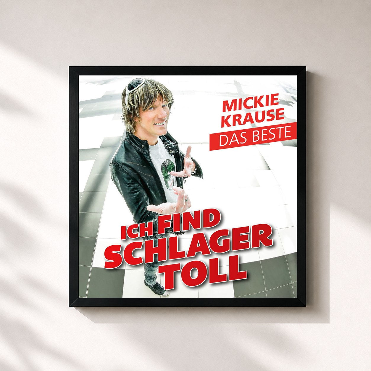 #noir Tableau carré de l'album Ich find Schlager toll - Das Beste de Mickie Krause, cadre noir 32x32 cm