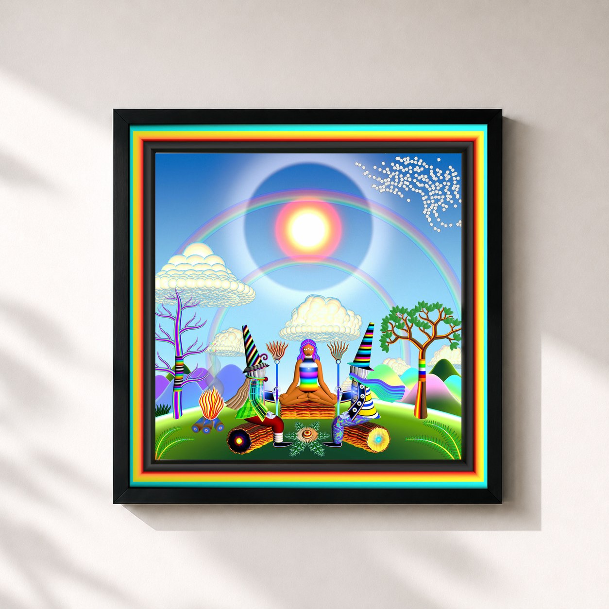 #noir Tableau carré de l'album LIGHT+ Deluxe & Remixes de Crystal Fighters, cadre noir 32x32 cm