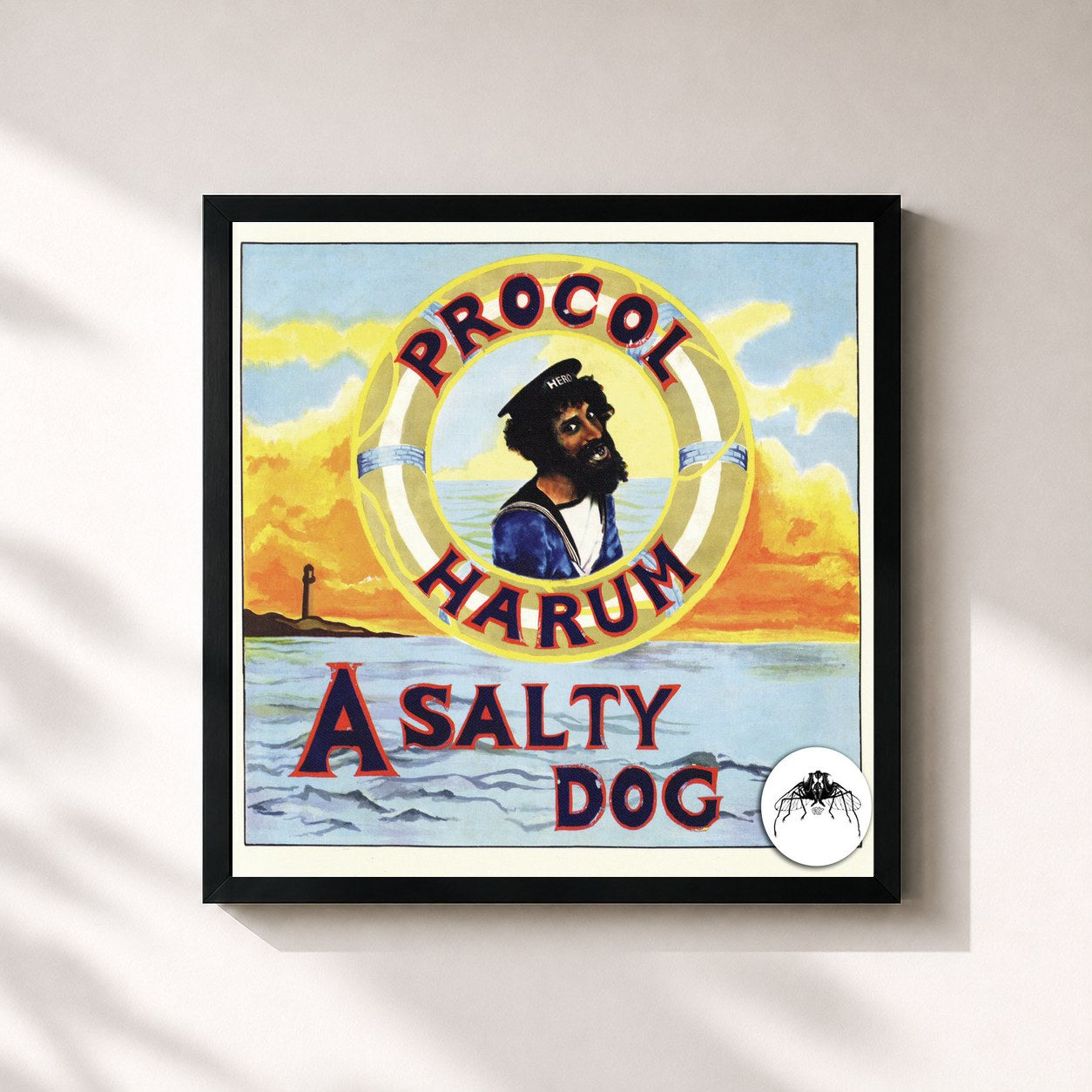 #noir Tableau carré de l'album A Salty Dog (2009 Remaster) de Procol Harum, cadre noir 32x32 cm