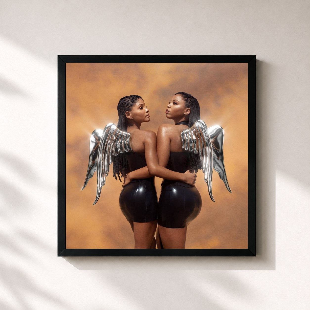 #noir Tableau carré de l'album Ungodly Hour de Chloe x Halle, cadre noir 32x32 cm