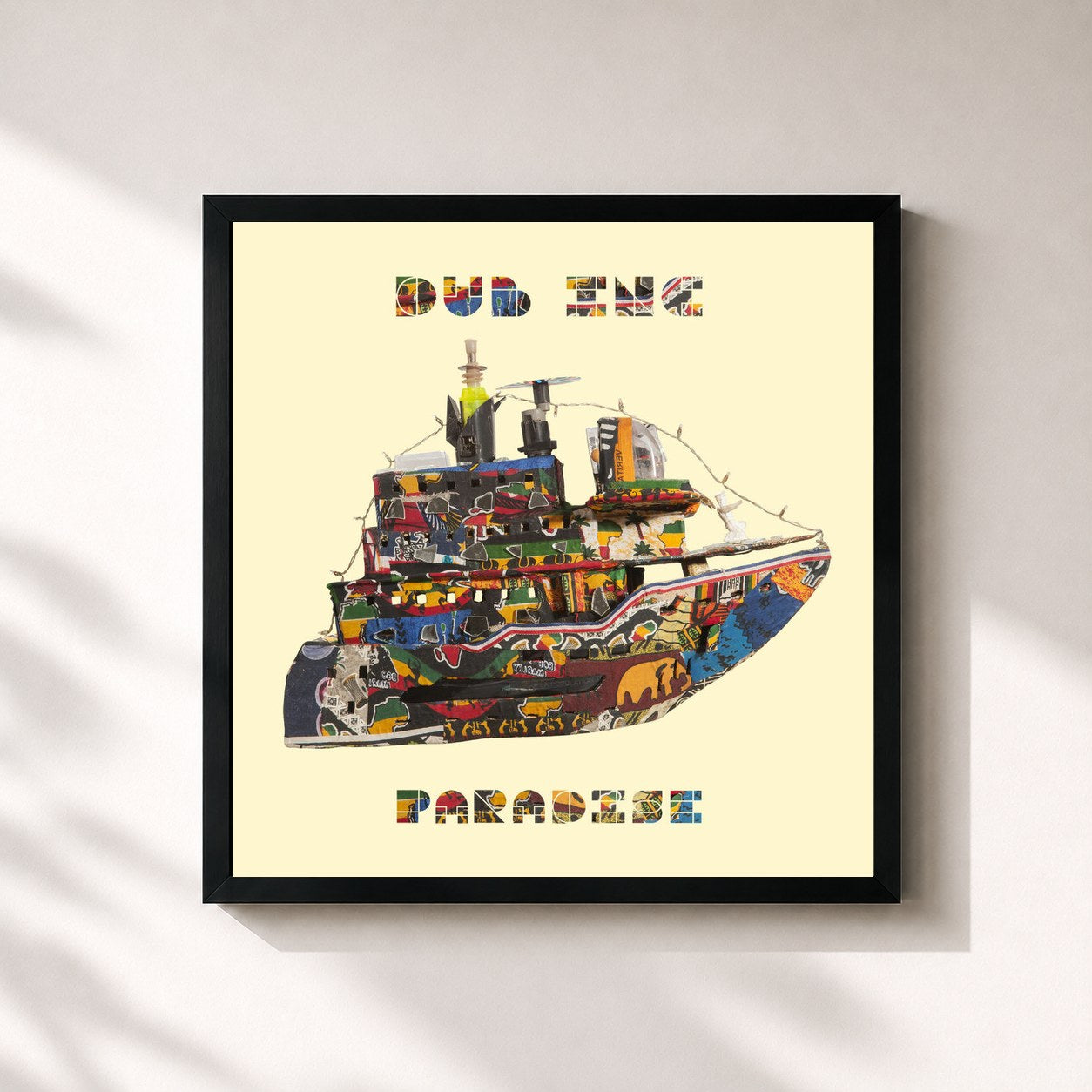 #noir Tableau carré de l'album Paradise de Dub Inc, cadre noir 32x32 cm