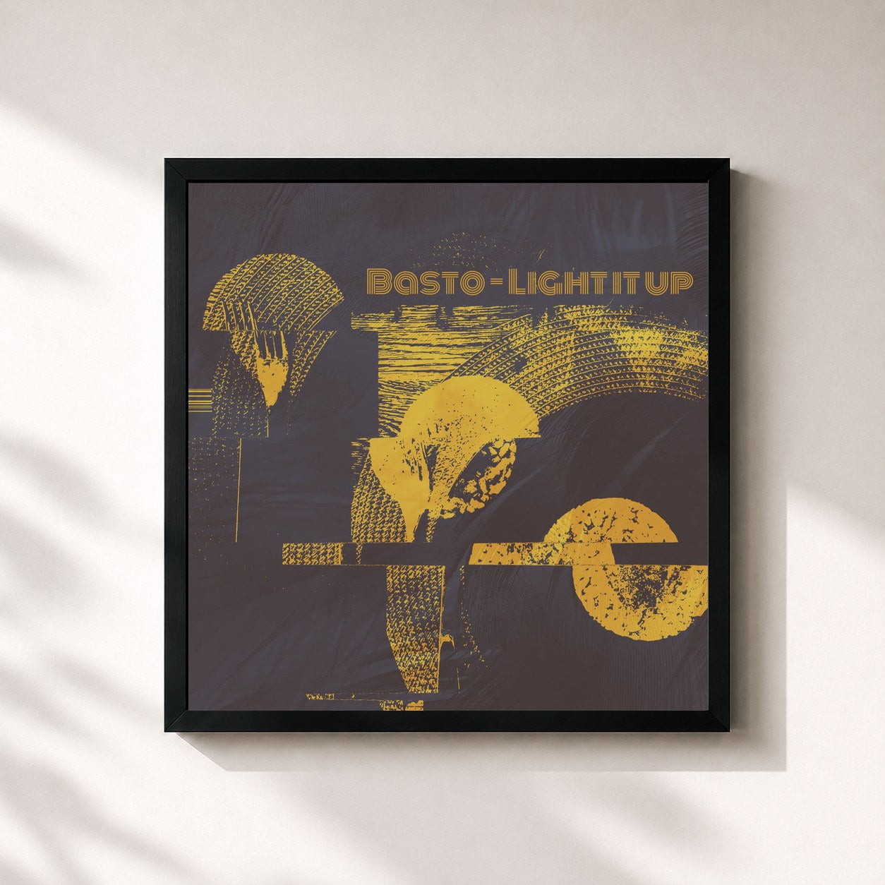 #noir Tableau carré de l'album Light It Up de Basto, cadre noir 32x32 cm
