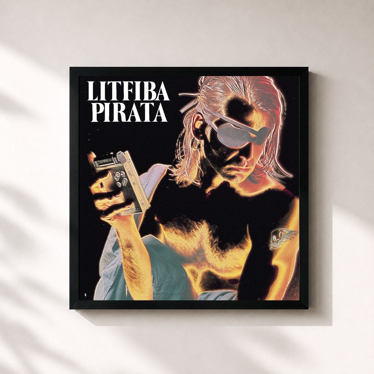 #noir Tableau carré de l'album Pirata de Litfiba, cadre noir 32x32 cm