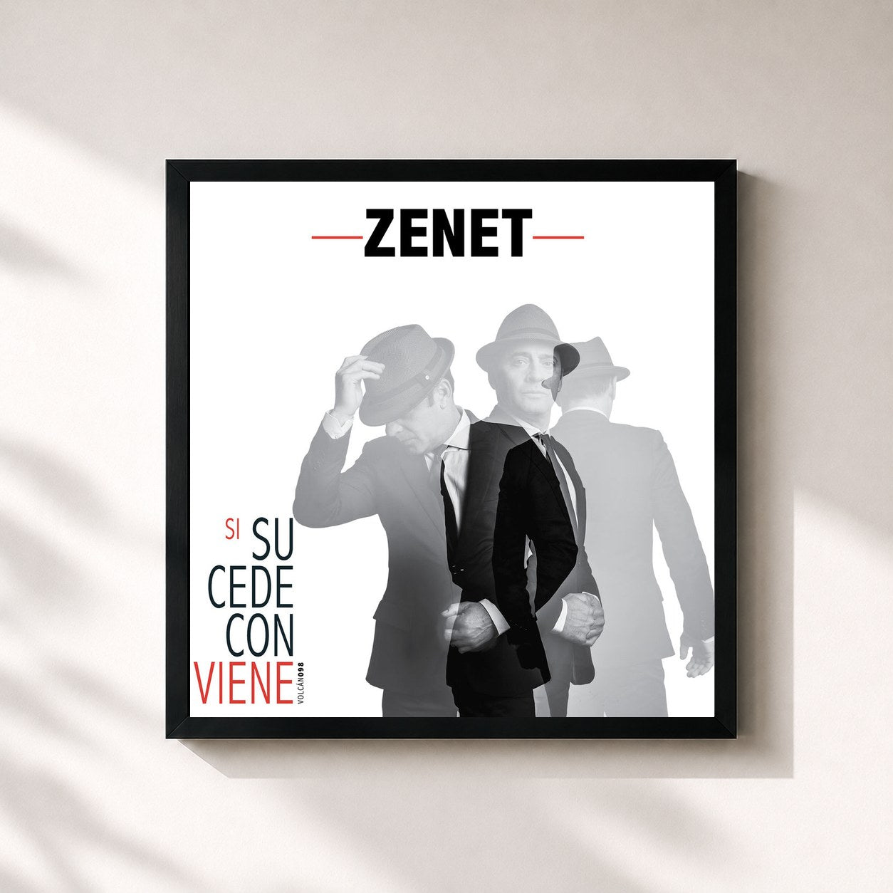 #noir Tableau carré de l'album Si Sucede, Conviene de Zenet, cadre noir 32x32 cm
