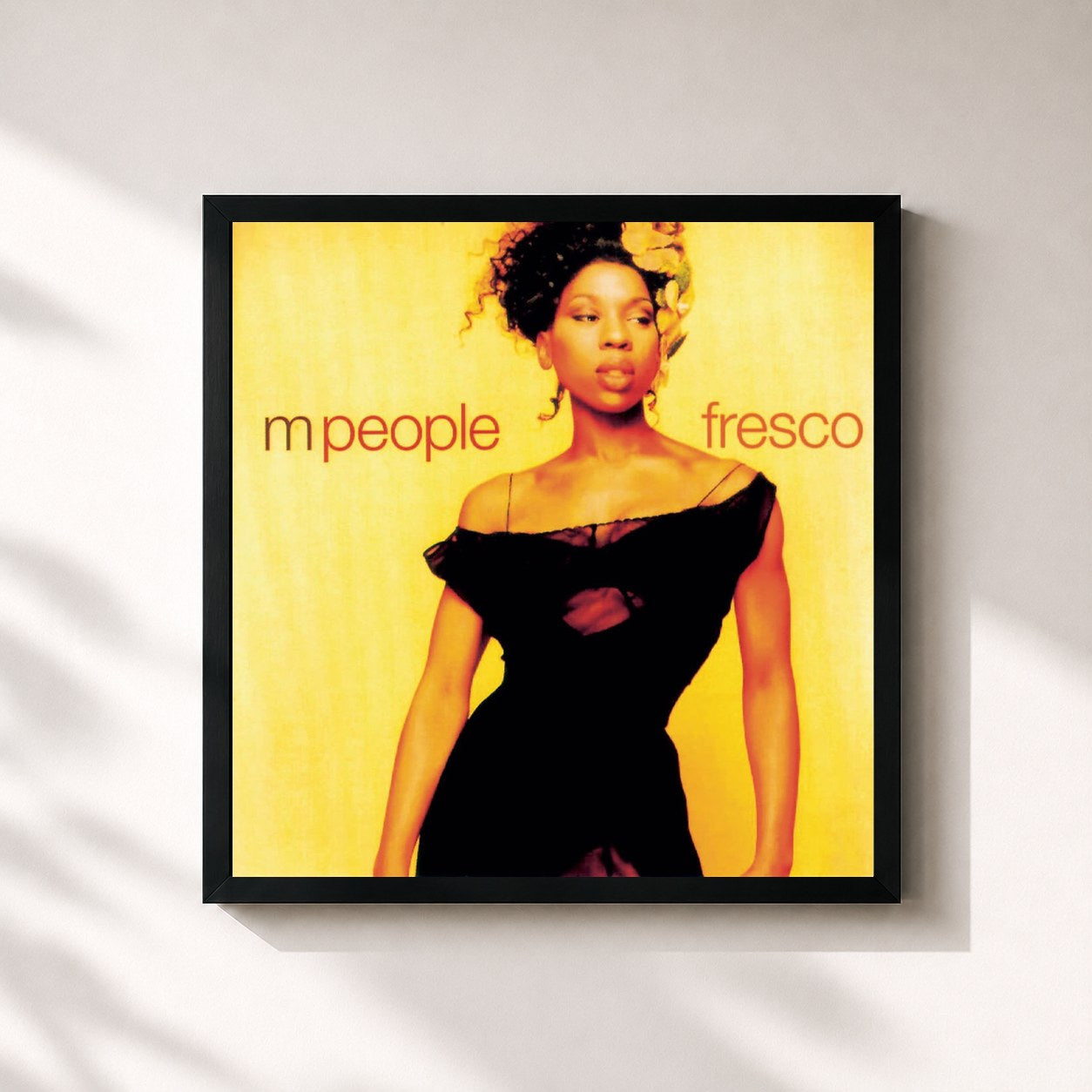 #noir Tableau carré de l'album Fresco de M People, cadre noir 32x32 cm