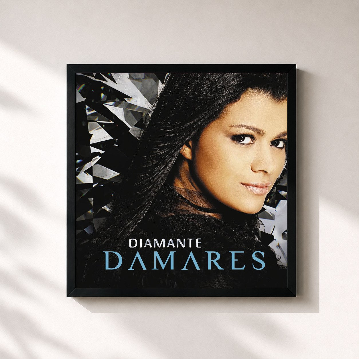 #noir Tableau carré de l'album Diamante (2010) de Damares, cadre noir 32x32 cm