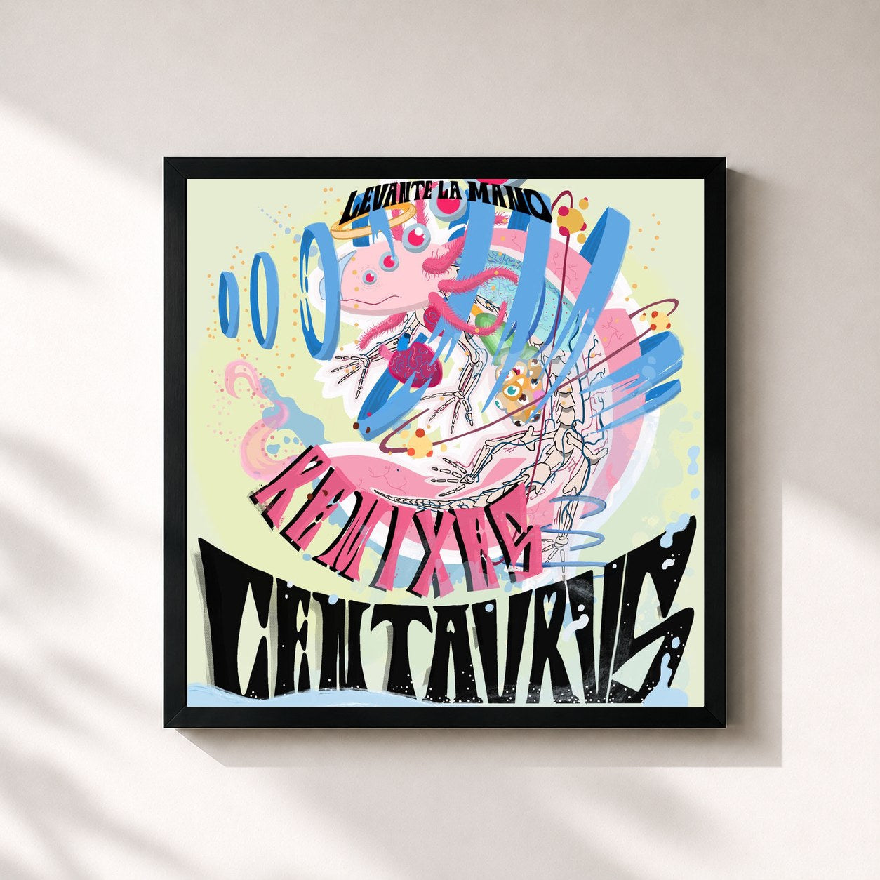 #noir Tableau carré de l'album Levante la Mano (Remixes) de Centavrvs, cadre noir 32x32 cm