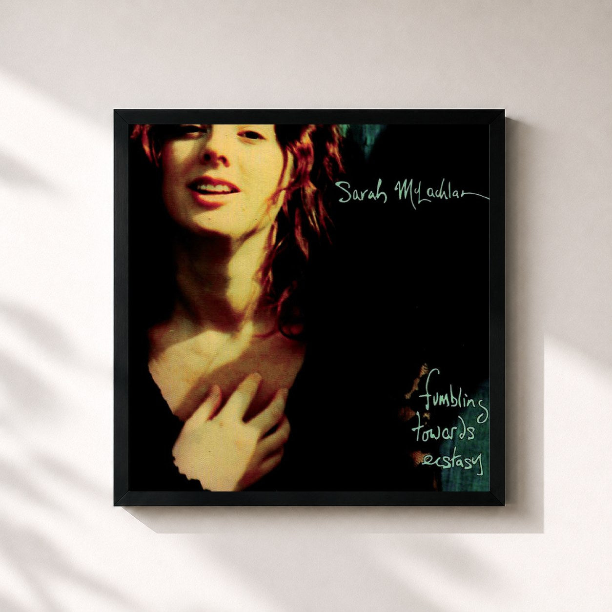 #noir Tableau carré de l'album Fumbling Towards Ecstasy de Sarah McLachlan, cadre noir 32x32 cm