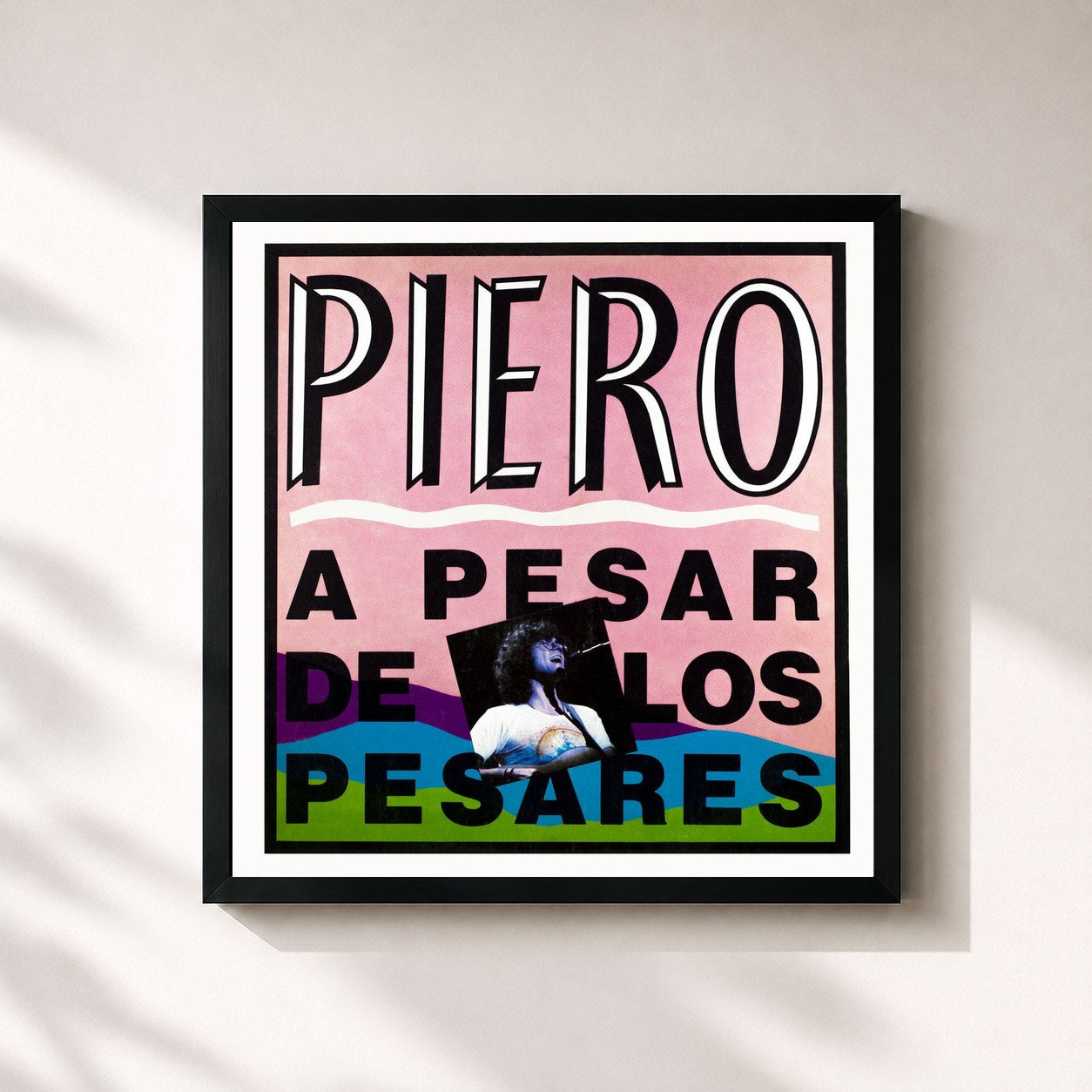 #noir Tableau carré de l'album A Pesar de los Pesares de Piero, cadre noir 32x32 cm