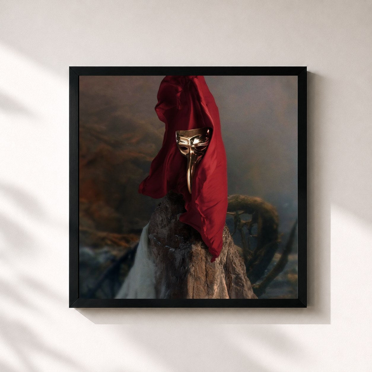 #noir Tableau carré de l'album Fantast de Claptone, cadre noir 32x32 cm
