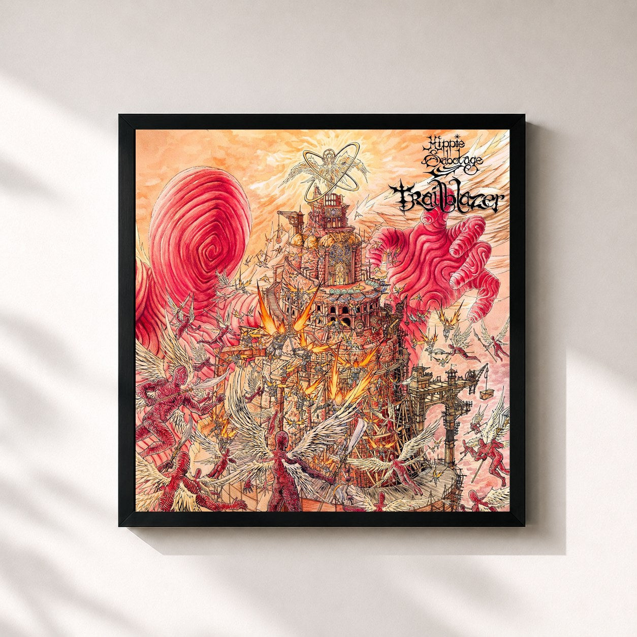 #noir Tableau carré de l'album Trailblazer de Hippie Sabotage, cadre noir 32x32 cm