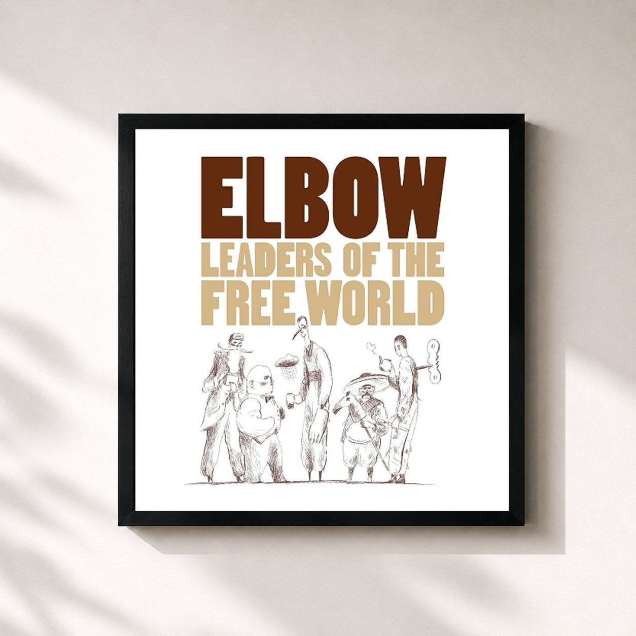 #noir Tableau carré de l'album Leaders Of The Free World de Elbow, cadre noir 32x32 cm