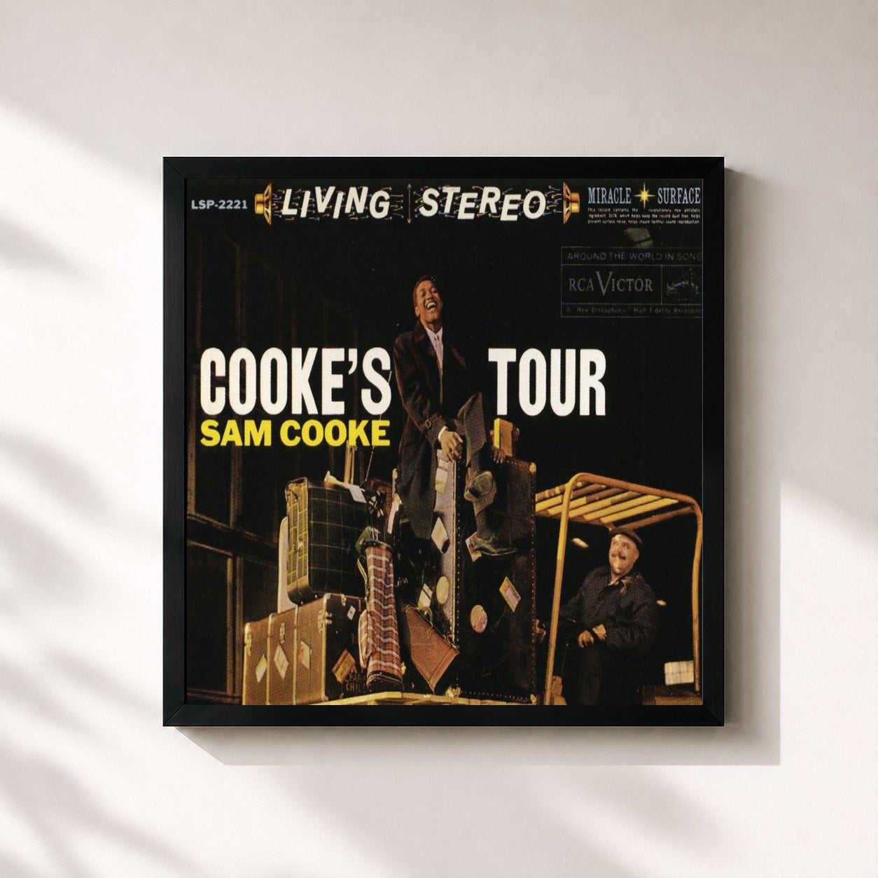#noir Tableau carré de l'album Cooke's Tour de Sam Cooke, cadre noir 32x32 cm