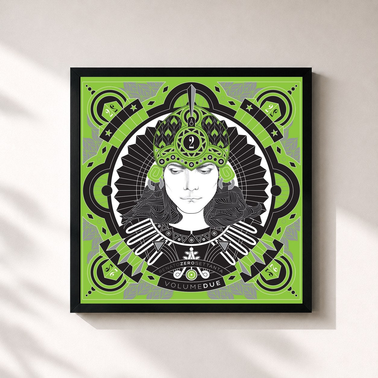 #noir Tableau carré de l'album Zerosettanta (Volumedue) de Renato Zero, cadre noir 32x32 cm