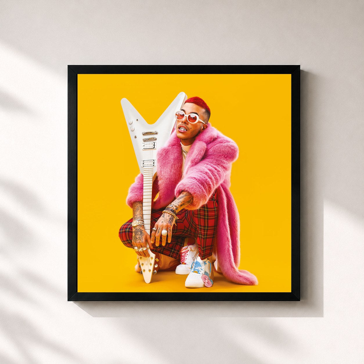 #noir Tableau carré de l'album Rockstar (International Version) de Sfera Ebbasta, cadre noir 32x32 cm