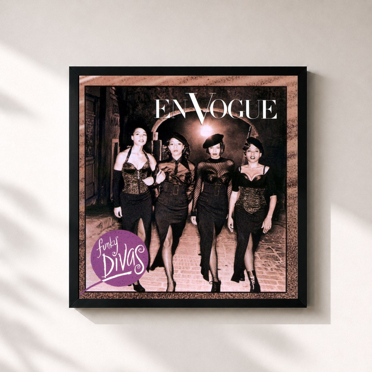 #noir Tableau carré de l'album Funky Divas de En Vogue, cadre noir 32x32 cm