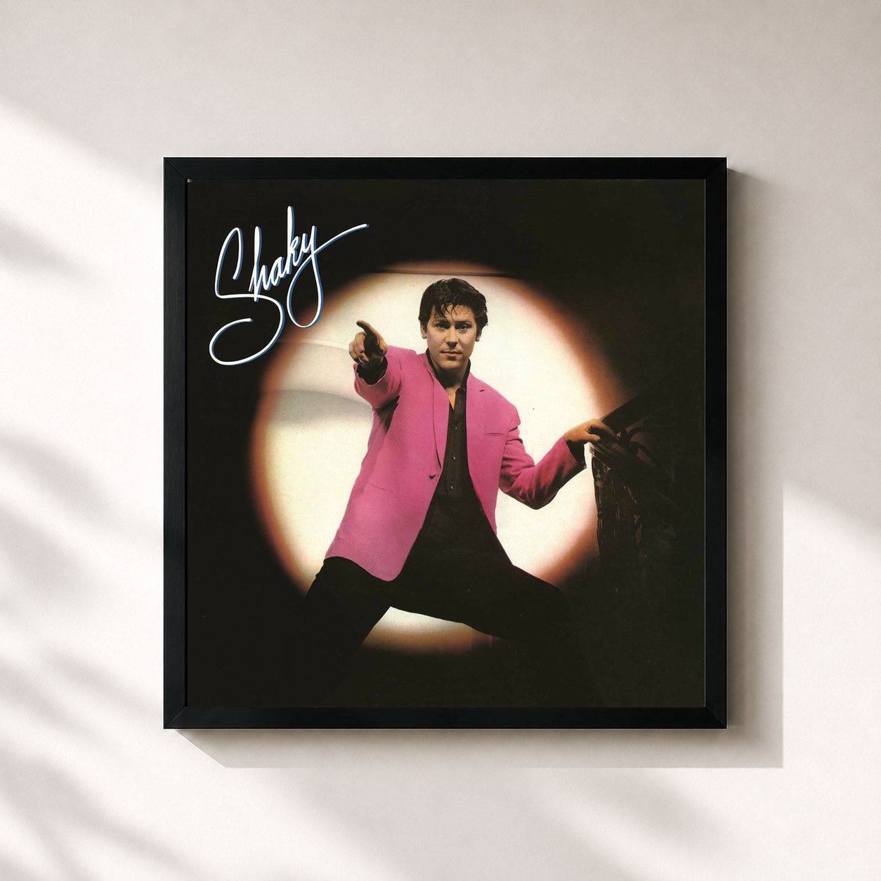 #noir Tableau carré de l'album Shaky de Shakin' Stevens, cadre noir 32x32 cm