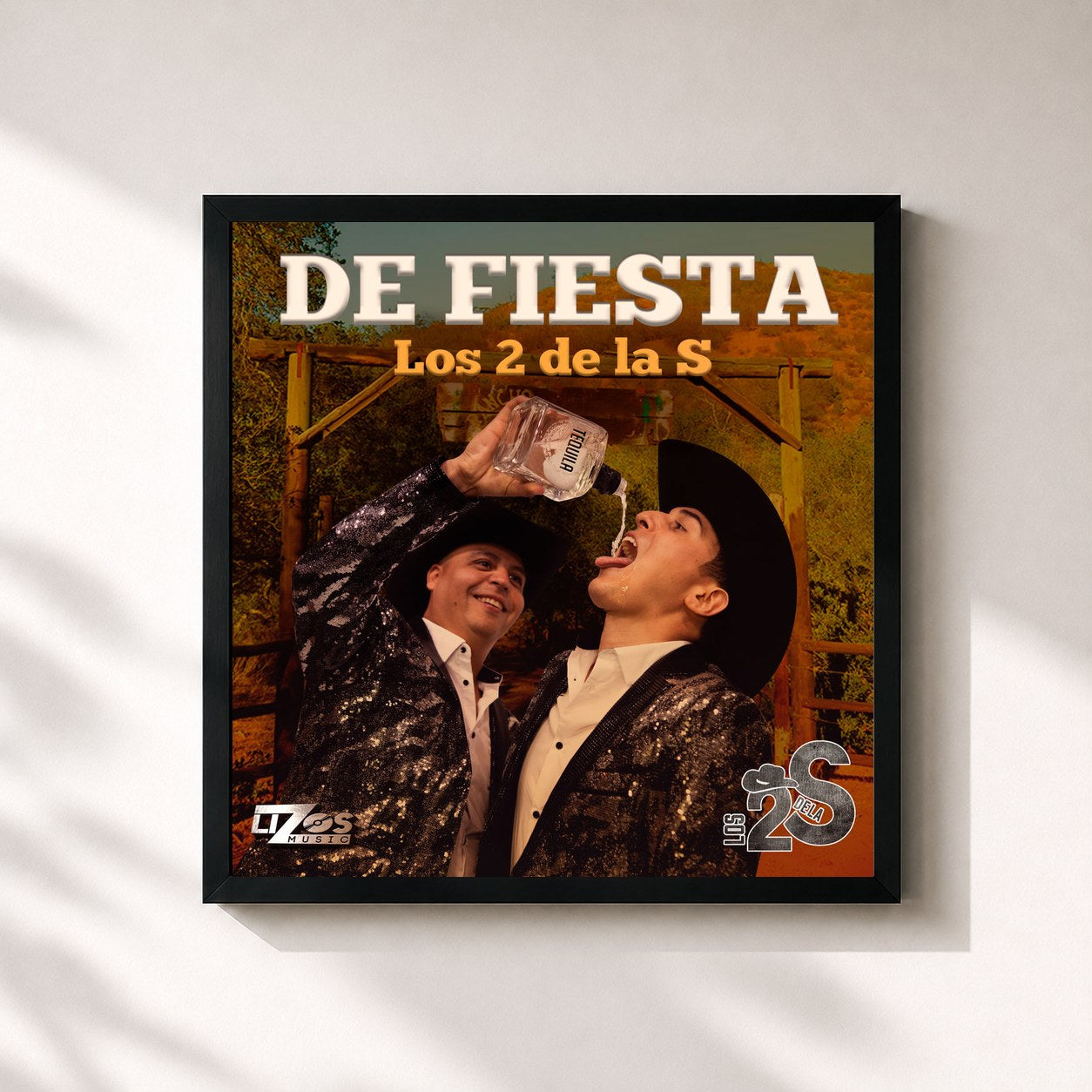#noir Tableau carré de l'album De Fiesta de Los 2 de la S, cadre noir 32x32 cm