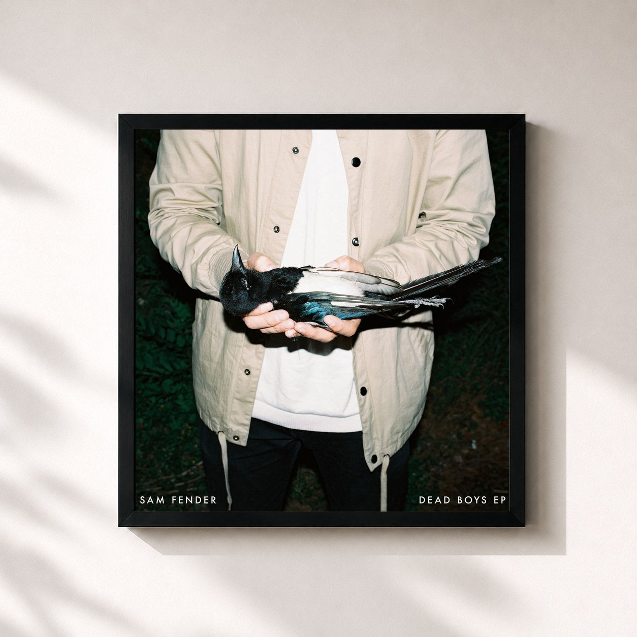 #noir Tableau carré de l'album Dead Boys - EP de Sam Fender, cadre noir 32x32 cm