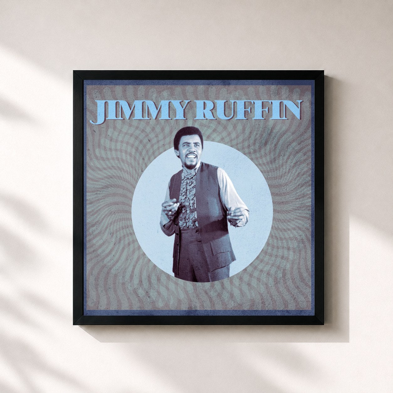#noir Tableau carré de l'album The Myth of Jimmy Ruffin de Jimmy Ruffin, cadre noir 32x32 cm