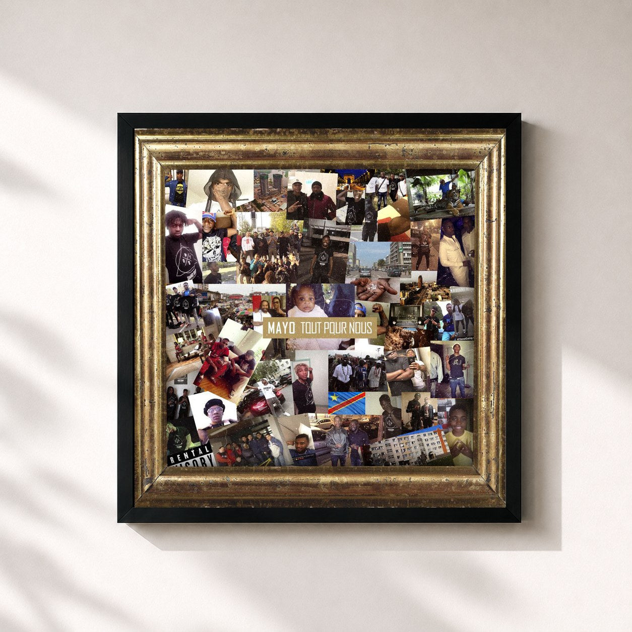 #noir Tableau carré de l'album Tout pour nous de Mayo, cadre noir 32x32 cm