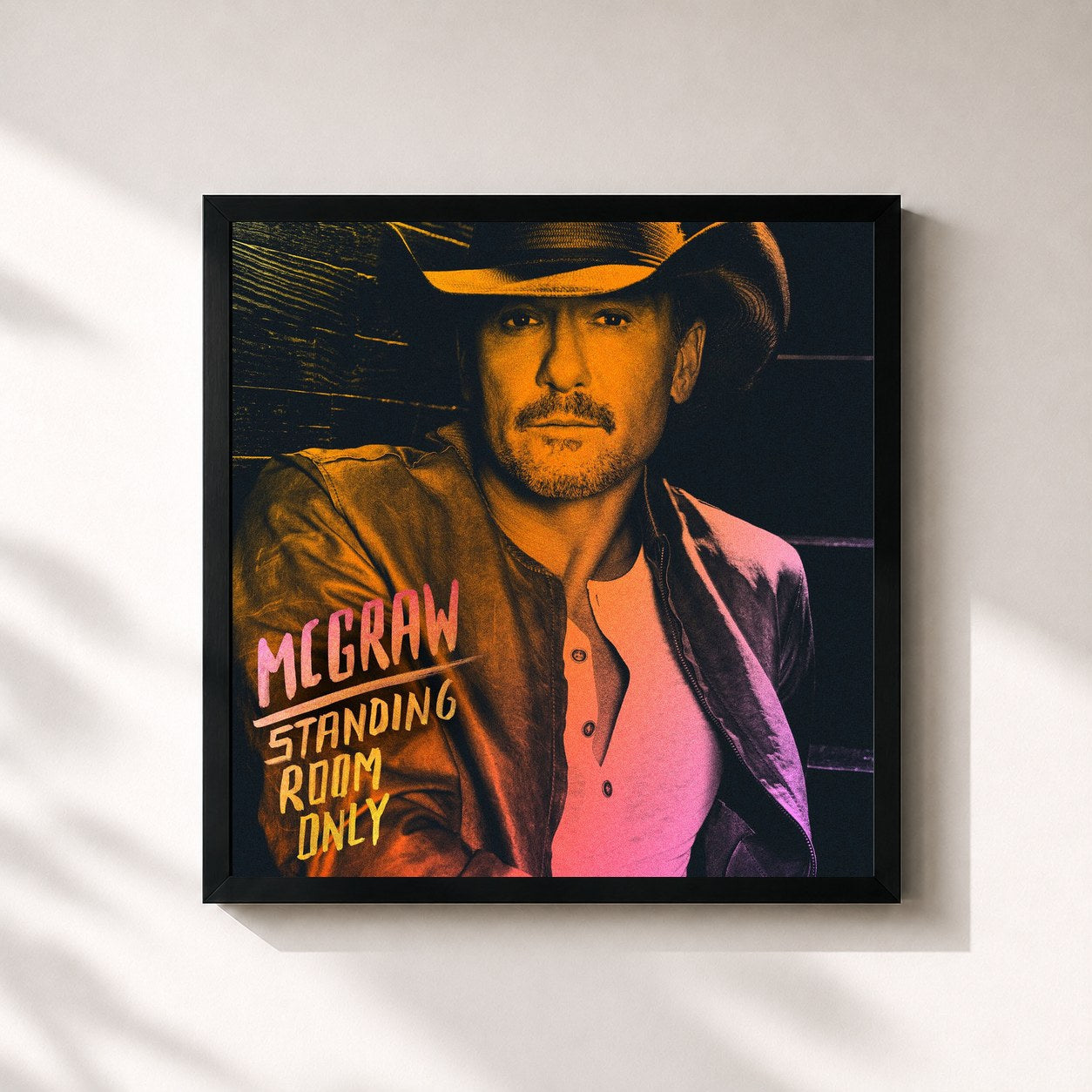 #noir Tableau carré de l'album Standing Room Only de Tim McGraw, cadre noir 32x32 cm