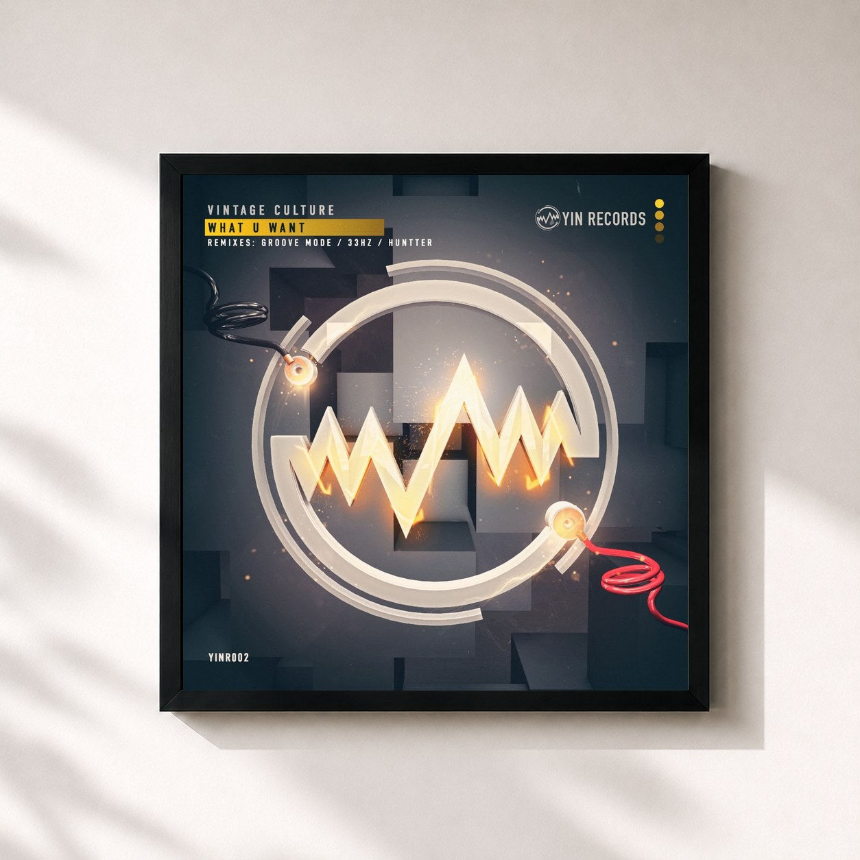 #noir Tableau carré de l'album What U Want EP (Remixes) de Vintage Culture, cadre noir 32x32 cm
